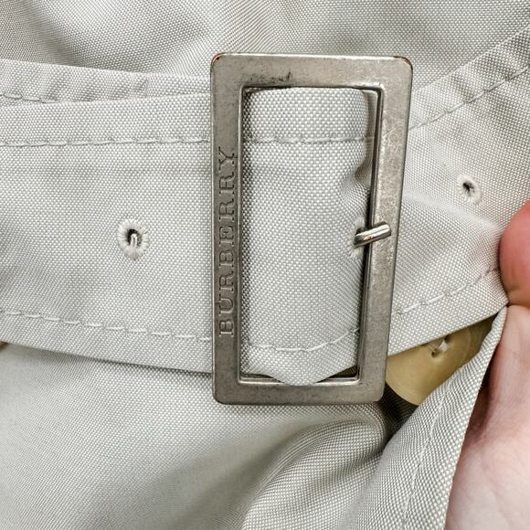 Burberry Trench Chelsea Kensington Short Belt Jacket Coat Grey Rain White 14R LW - Picture 13 of 16